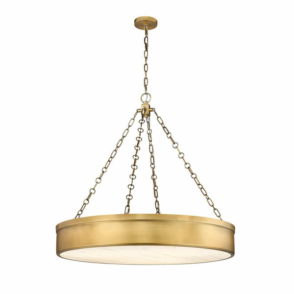 Z-Lite Anders Chandelier, 3-Light, 33 In.W x 5 In.H, Rubbed Brass/marbling 1944P33-RB-LED